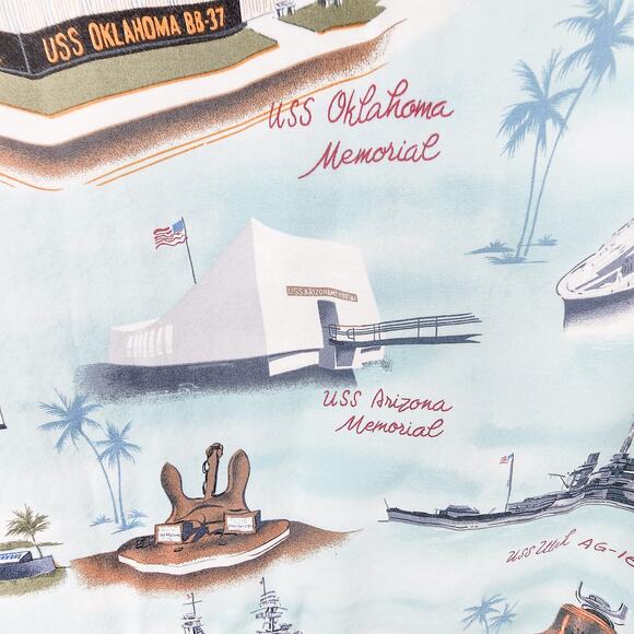 Kalaheo Hawaiian Shirt XL Size Men's USS Arizona Oklahoma Memorial Button Up - Picture 7 of 10